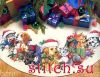 Dimensions 8743, Скатерть Игривые друзья под елкой (Frisky Friends Tree Skirt)