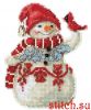 Mill Hill JS20-1914, Snowman with Cardinal